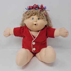 Vintage Cabbage Patch‎ Doll Brown Curly Hair Clothes Xavier Roberts Hasbro